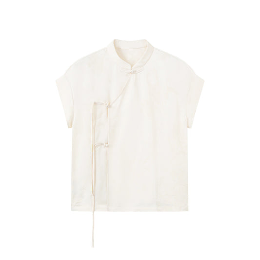 White Asymmetrical Collar Shirt