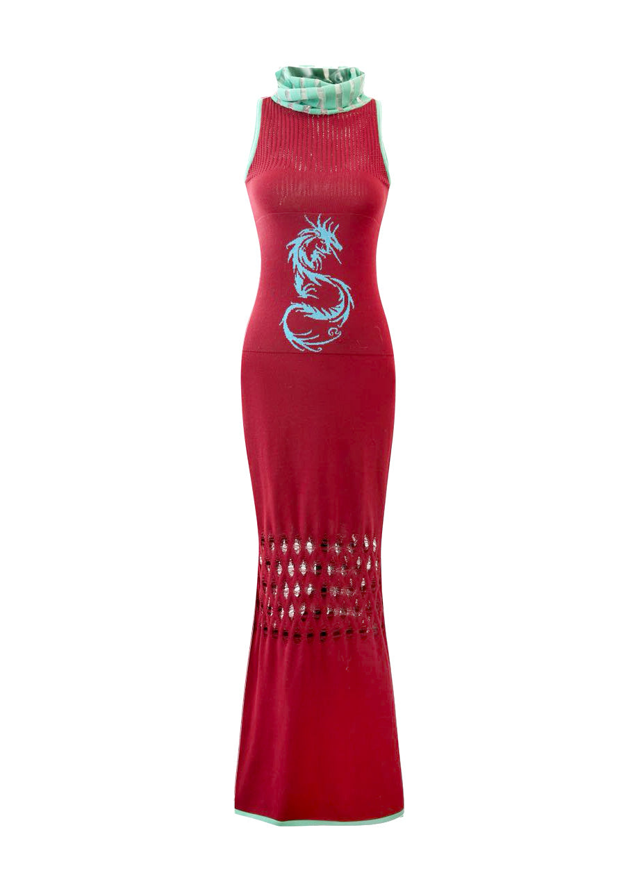 Red Fish Tale Knitted Dress